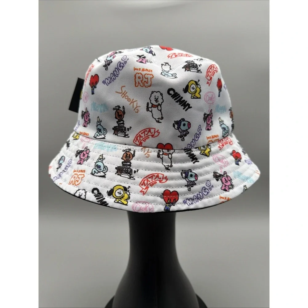 BT21  Logo Black Reversible Bucket Hat One Size Adult Lightweight